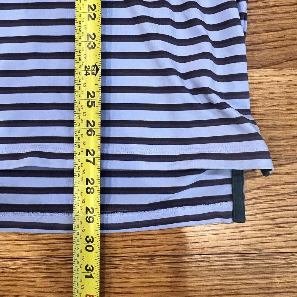 Greyson‎ Polo Shirt Mens Medium Blue Stripe Golf Performance Wolf Logo - Picture 10 of 10